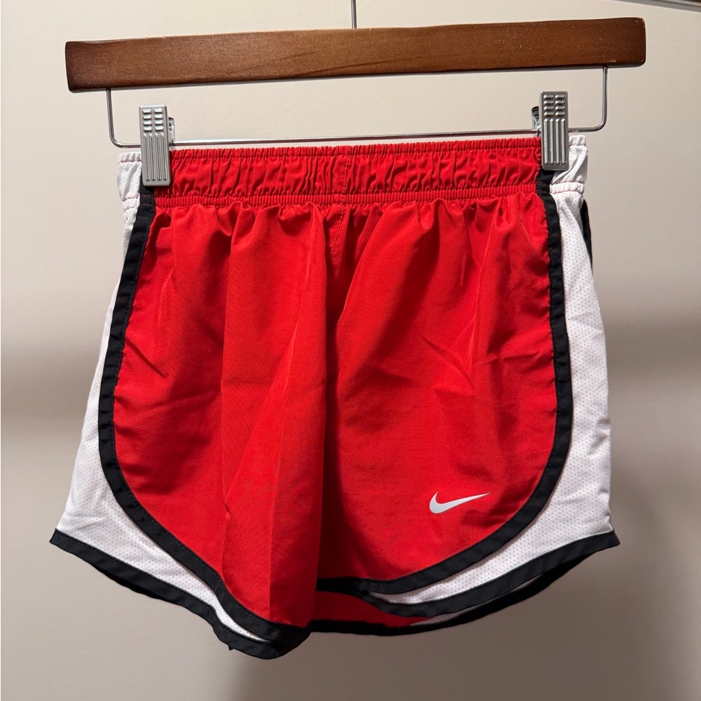 Nike Women's Red and White Athletic Shorts
